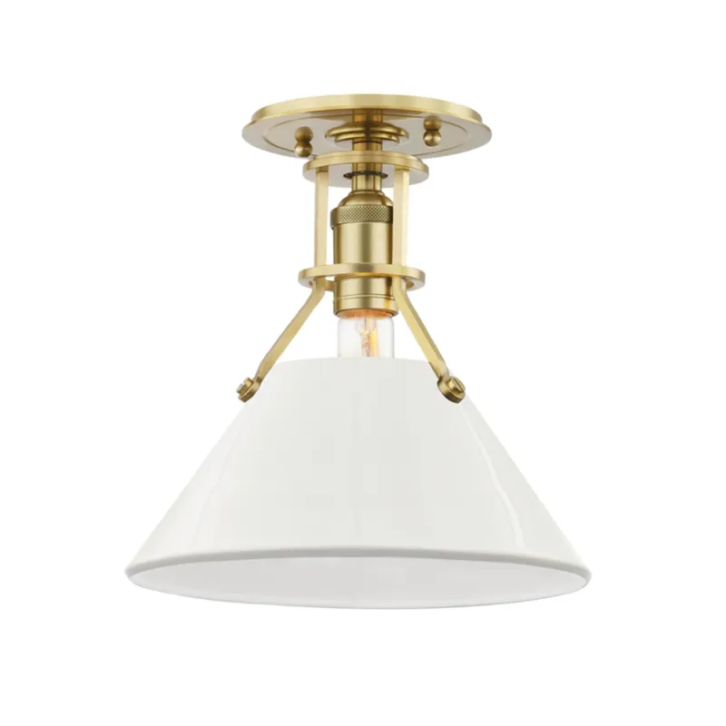 Painted No. 2 1-Light Semi Flush in Aged Brass by Mark D. Sikes 9.5W x 11H