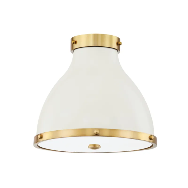 Painted No. 3 2-Light Flush Mount in Aged Brass by Mark D. Sikes 12.5W x 11H (Off-White)