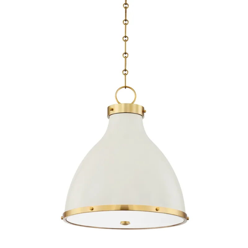 Painted No. 3 2-Light Pendant in Aged Brass by Mark D. Sikes 16.5W x 18.5H (Off-White)