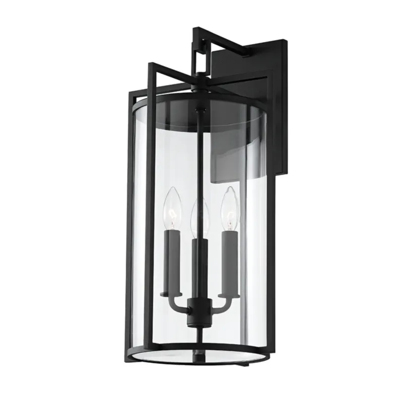 Percy 3-Light Exterior Wall Sconce in Texture Black 11W x 21.5H