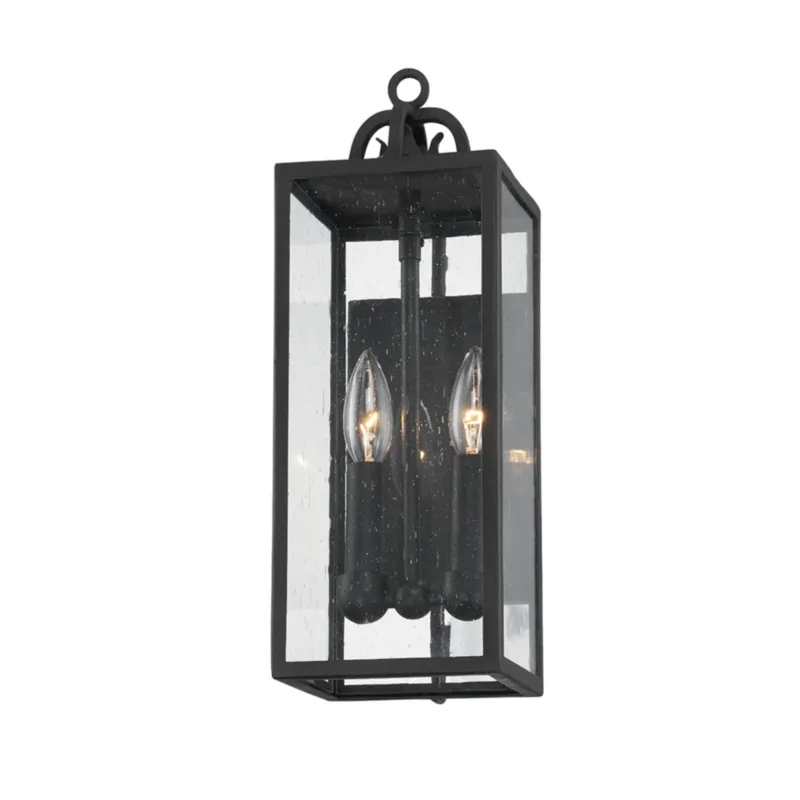 Caiden 2-Light Exterior Wall Sconce in Forged Iron 5.5W x 17H