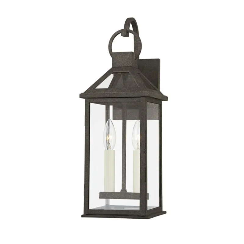 Sanders 2-Light Exterior Wall Sconce in French Iron by Becki Owens 6.75W x 18.75H