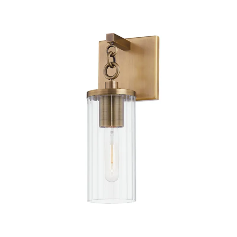 Yucca 1-Light Exterior Wall Sconce in Patina Brass 4.75W x 12.75H