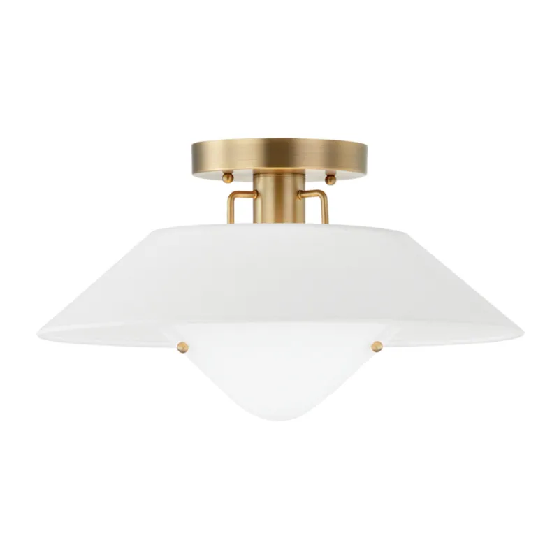 Otto 1-Light Flush Mount in Patina Brass 16W x 9.5H