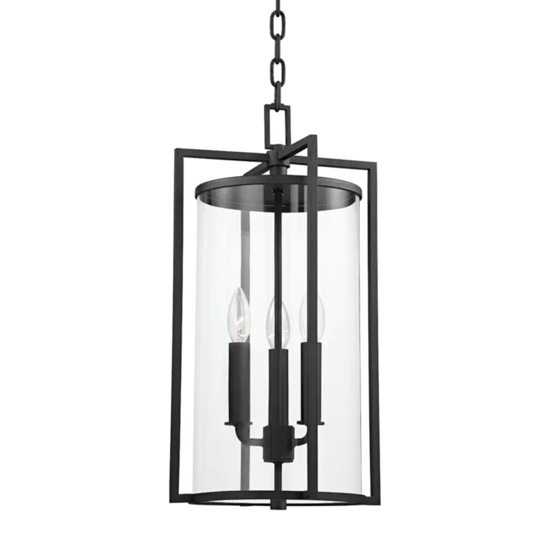 Percy 3-Light Exterior Pendant in Texture Black 11W x 20.5H