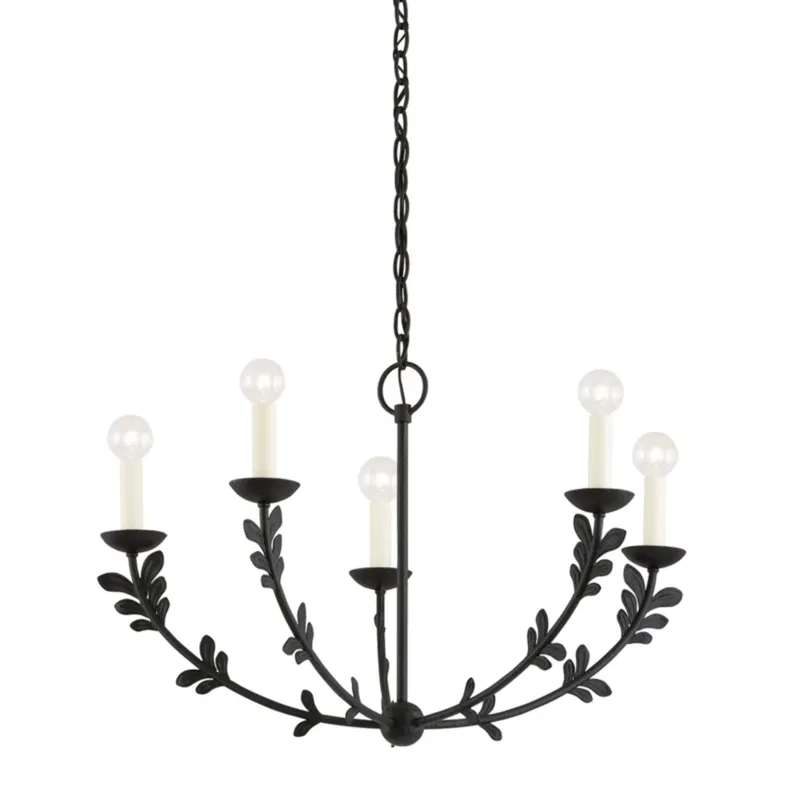 Florian 5-Light Chandelier in Black Iron 28W x 17.25H