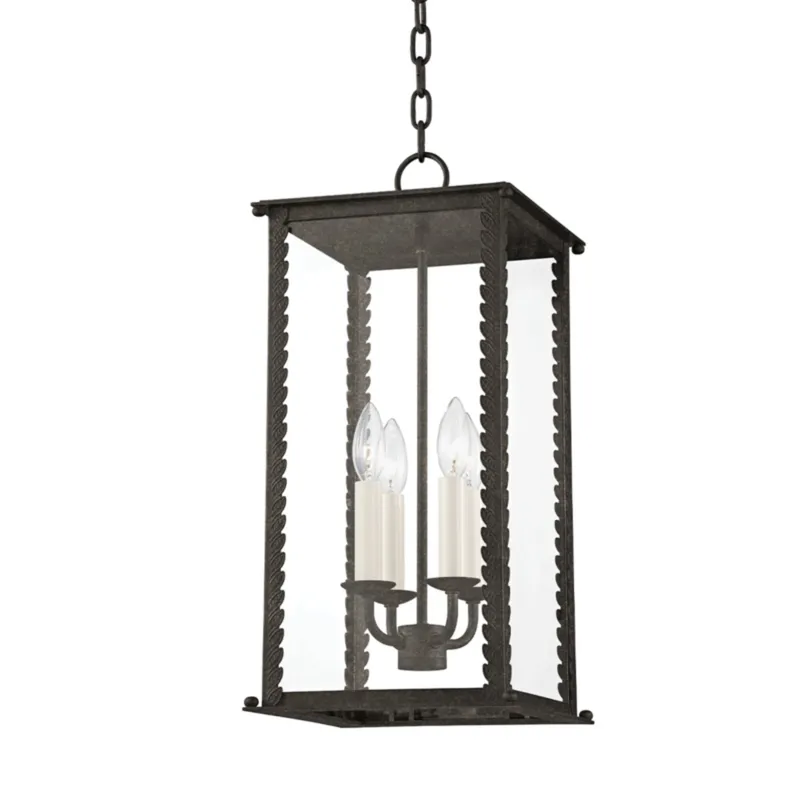 Zuma 4-Light Exterior Pendant in French Iron 10W x 21.25H