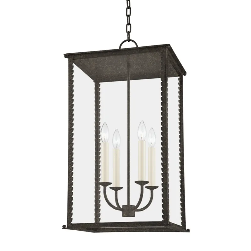 Zuma 4-Light Exterior Pendant in French Iron 15W x 27H