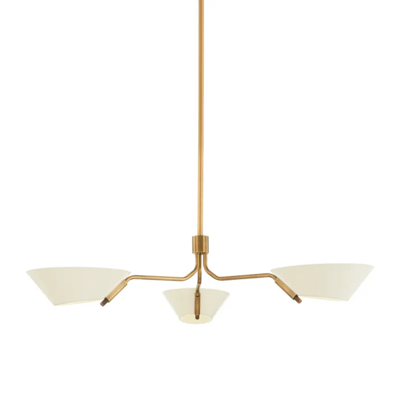 Sacramento 3-Light Chandelier in Patina Brass 43W x 8.25H (Soft Sand)