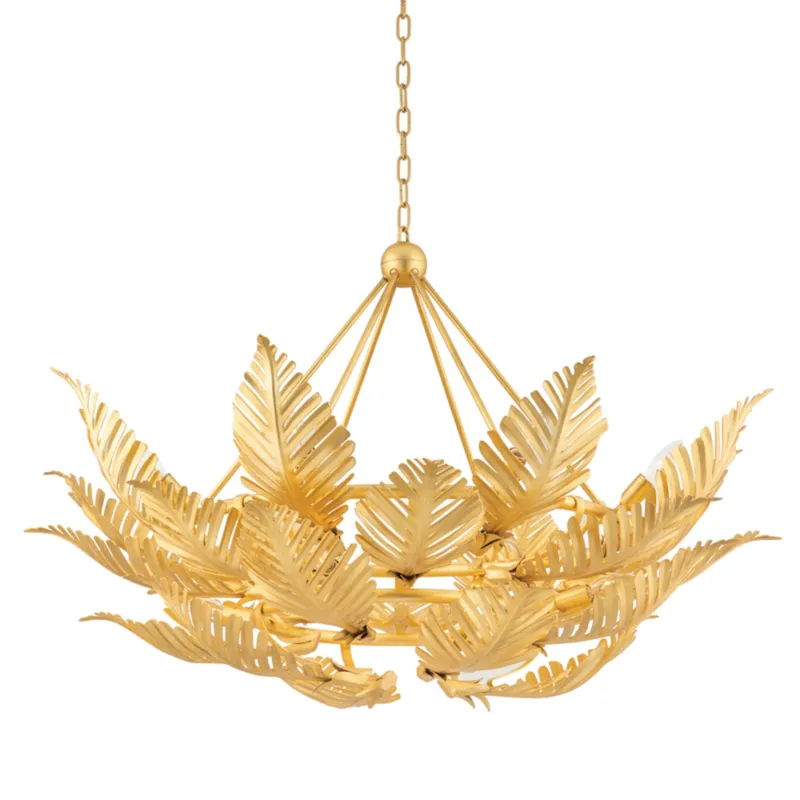 Tropicale 12-Light Chandelier in Gold Leaf by Martyn Lawrence Bullard 48W x 28H
