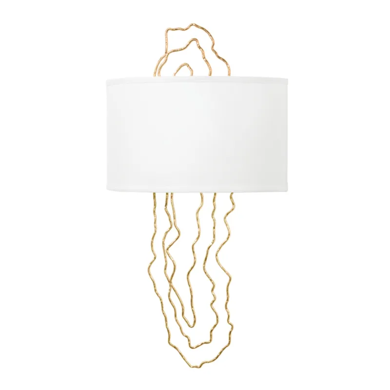 5th Avenue 2-Light Wall Sconce in Vintage Gold Leaf 14W x 25.75H