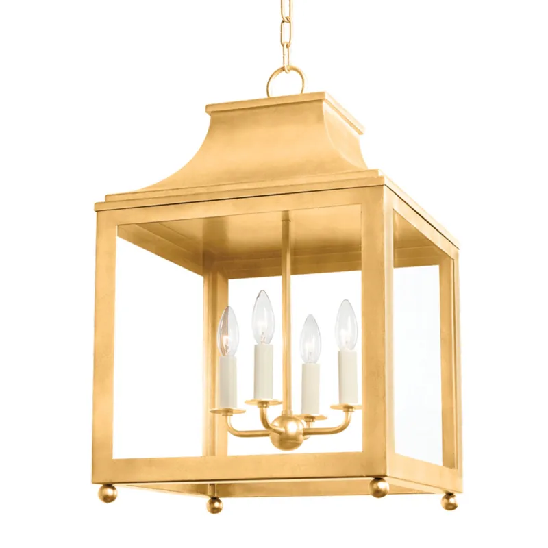 Leigh 4-Light Pendant in Vintage Gold Leaf 16W x 25H