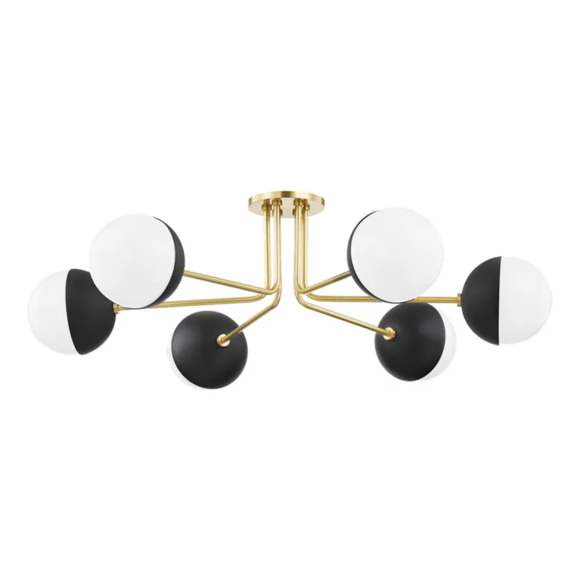 Renee 6-Light Semi Flush in Aged Brass 40W x 11H