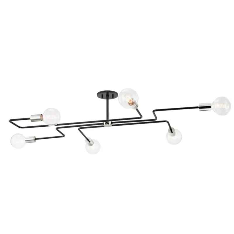 Jena 6-Light Semi Flush in Polished Nickel 67.75L x 41W x 10.25H