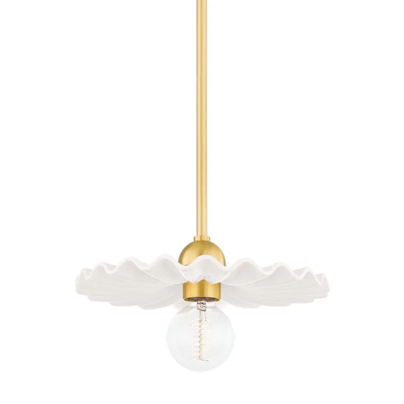 Tinsley 1-Light Pendant in Aged Brass 11.75W x 6.25H
