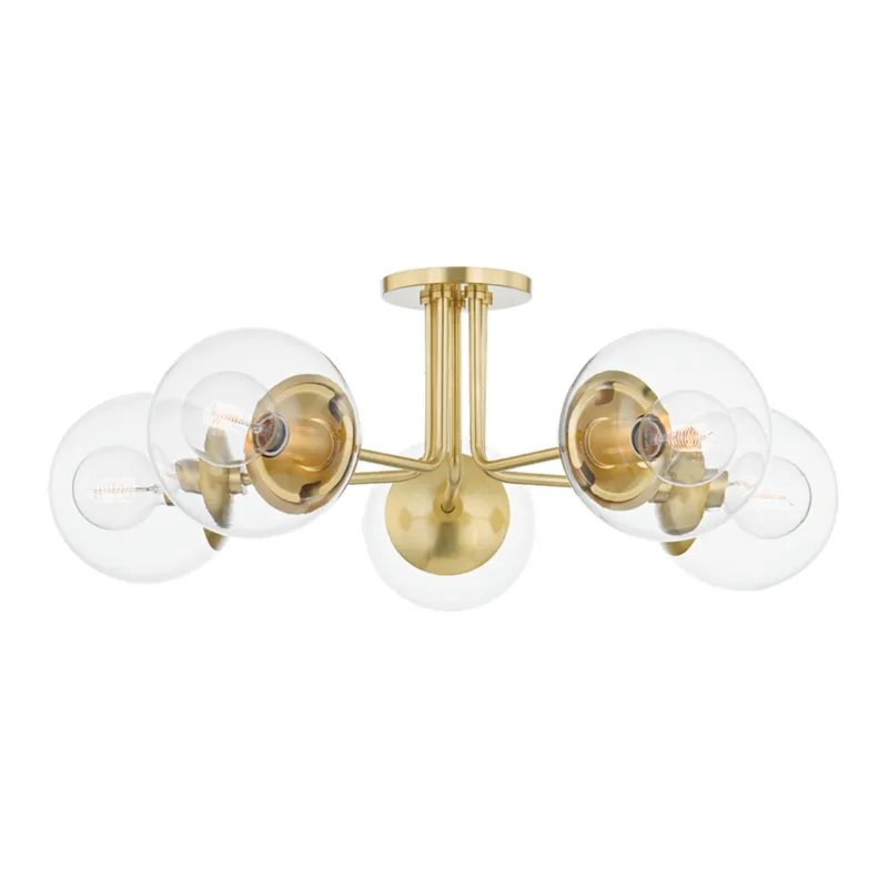 Meadow 5-Light Semi Flush in Aged Brass 30W x 10.5H
