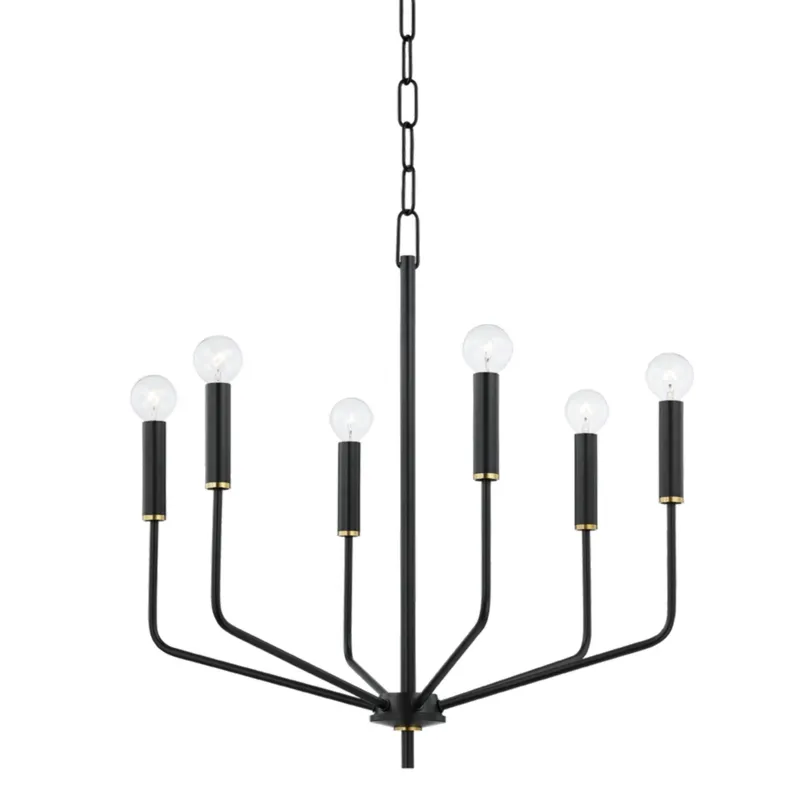 Bailey 6-Light Chandelier in Aged Brass 24W x 23.5H (H516806-AGB/SBK)