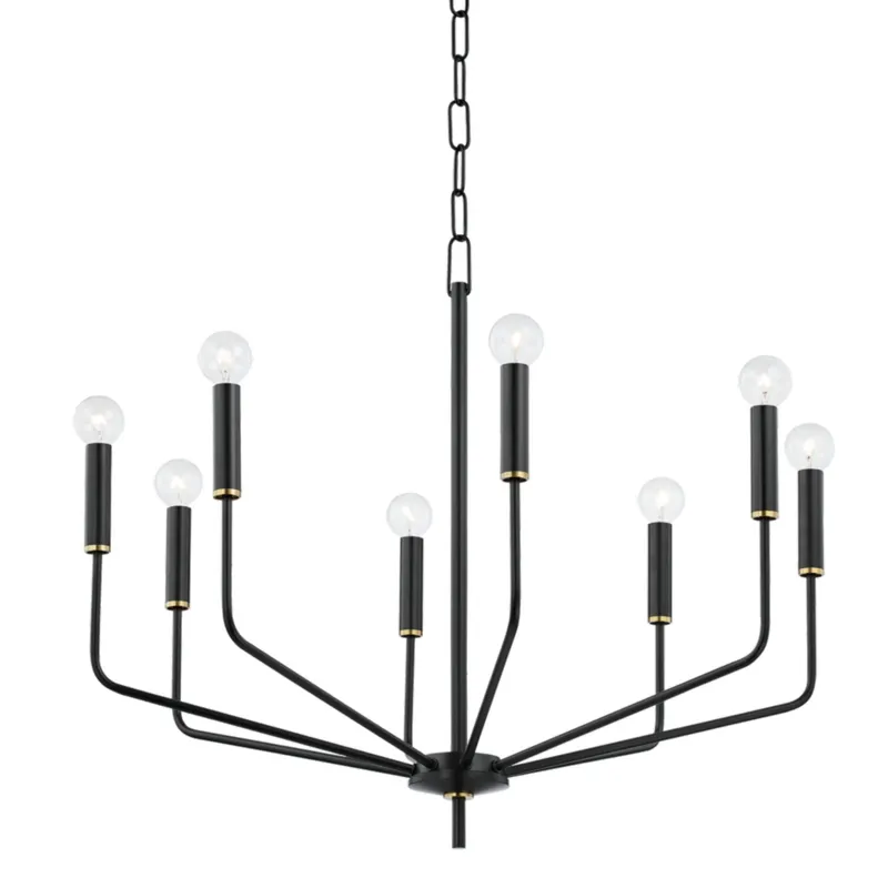 Bailey 8-Light Chandelier in Aged Brass 30W x 24.75H (H516808-AGB/SBK)