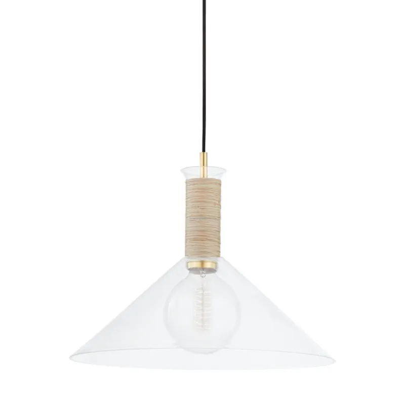 Besa 1-Light Pendant in Aged Brass 16W x 13.5H