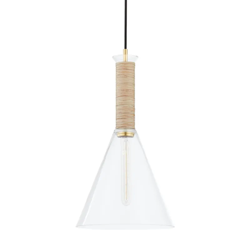 Besa 1-Light Pendant in Aged Brass 11W x 21.25H
