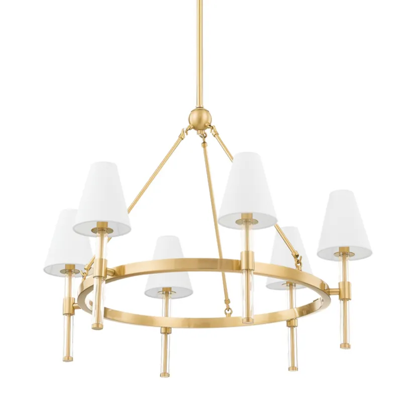 Janelle 6-Light Chandelier in Aged Brass 32W x 25.25H