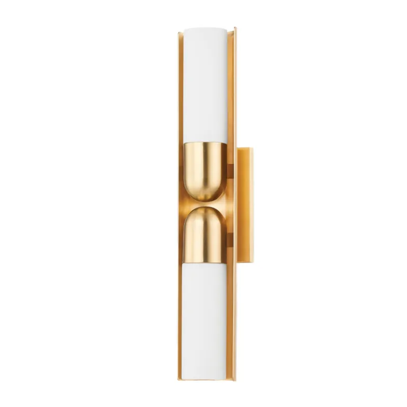 Paolo 2-Light Wall Sconce in Aged Brass 4.25W x 23.75H