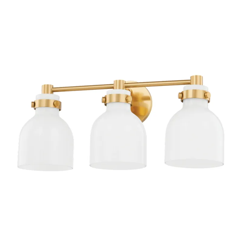 Elli 3-Light Bath and Vanity in Aged Brass 21W x 9H