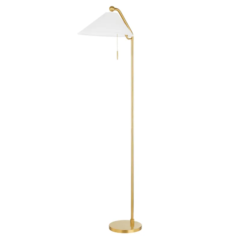 Aisa 1-Light Floor Lamp in Aged Brass 11.75W x 65H