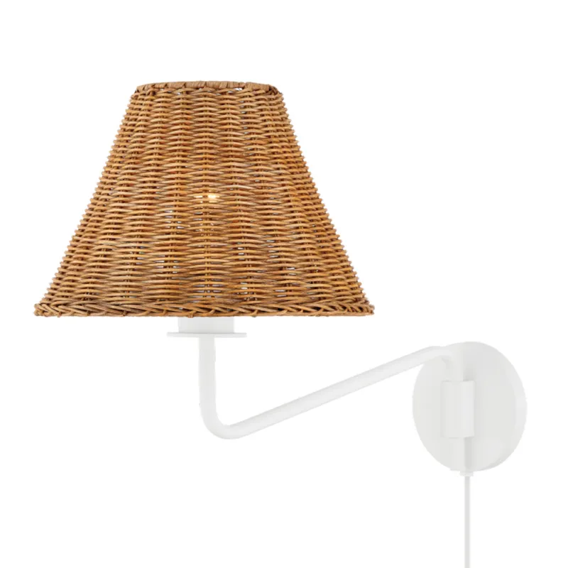 Issa 1-Light Plug-in Sconce in Texture White by Tali Roth 10.5W x 13.5H