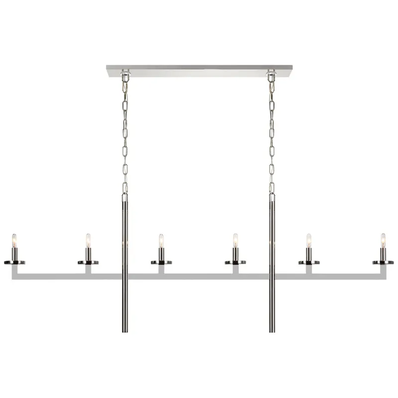 Kelly Wearstler Liaison Large Linear Chandelier in Polished Nickel Ceiling Light W60" x H22.5"