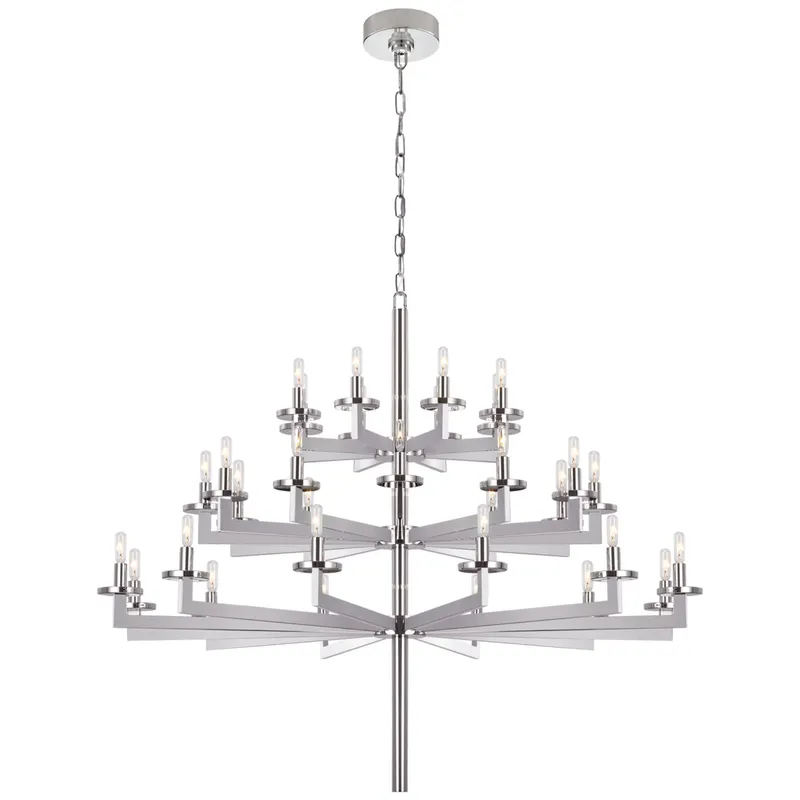 Kelly Wearstler Liaison Triple Tier Chandelier in Polished Nickel Ceiling Light W47.5"