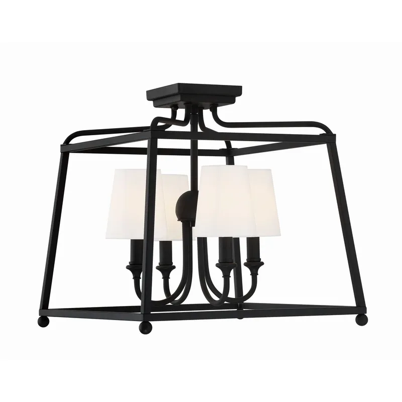 Libby Langdon Sylvan 16'' Black Forged Semi Flush Mount Black 16"W x 15.5"H x 16"D