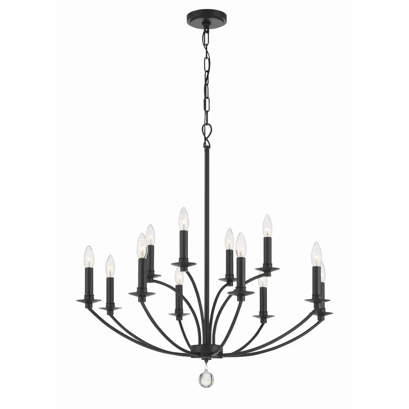 Mila 32'' Black Chandelier Black 32"W x 32.5"H x 32"D