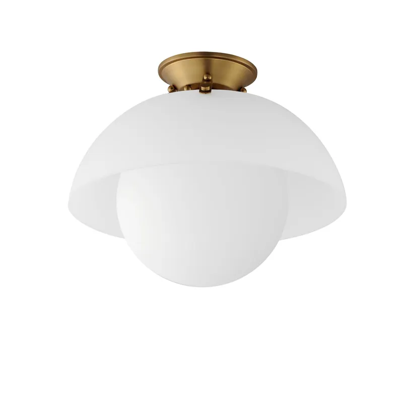 Studio M SM31009FTNAB Domain 14" Semi - Frost/Brass Flush Mount in Natural Aged Brass by Mat Sanders