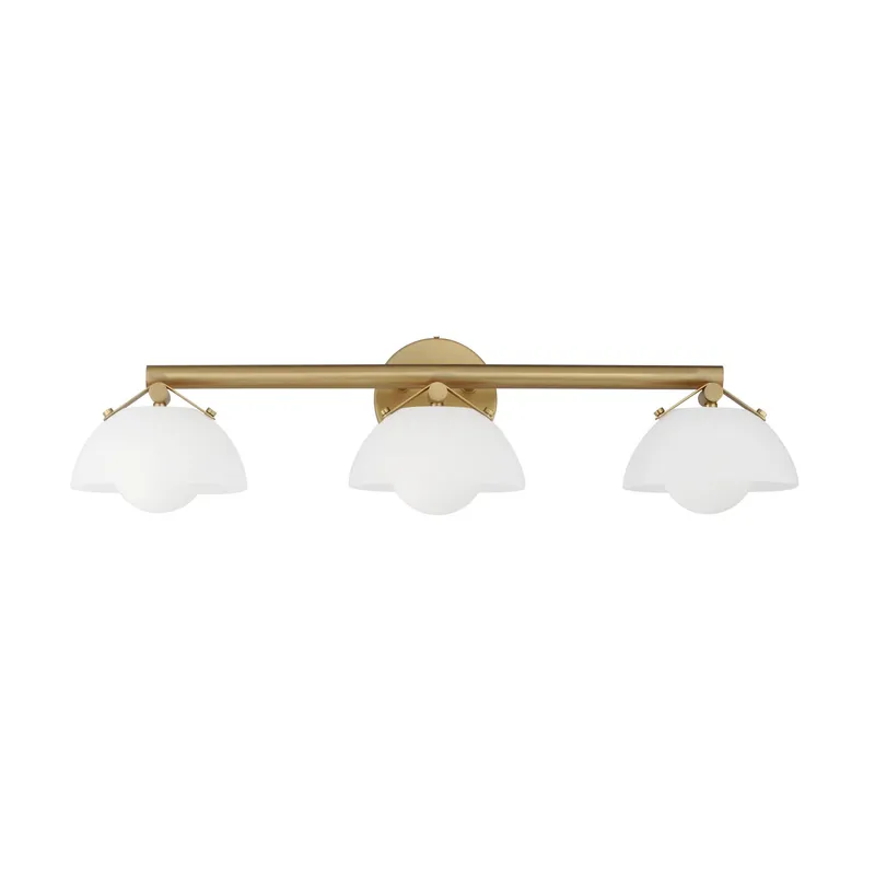 Studio M SM31003FTNAB Domain 3-Light - Frost/Brass Bath Vanity in Natural Aged Brass by Mat Sanders