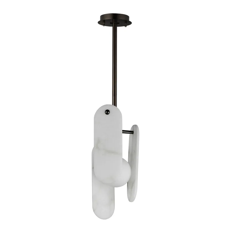 Studio M SM24811WABBZ Megalith Single Pendant Spanish Alabaster in Brushed Bronze by Nina Magon