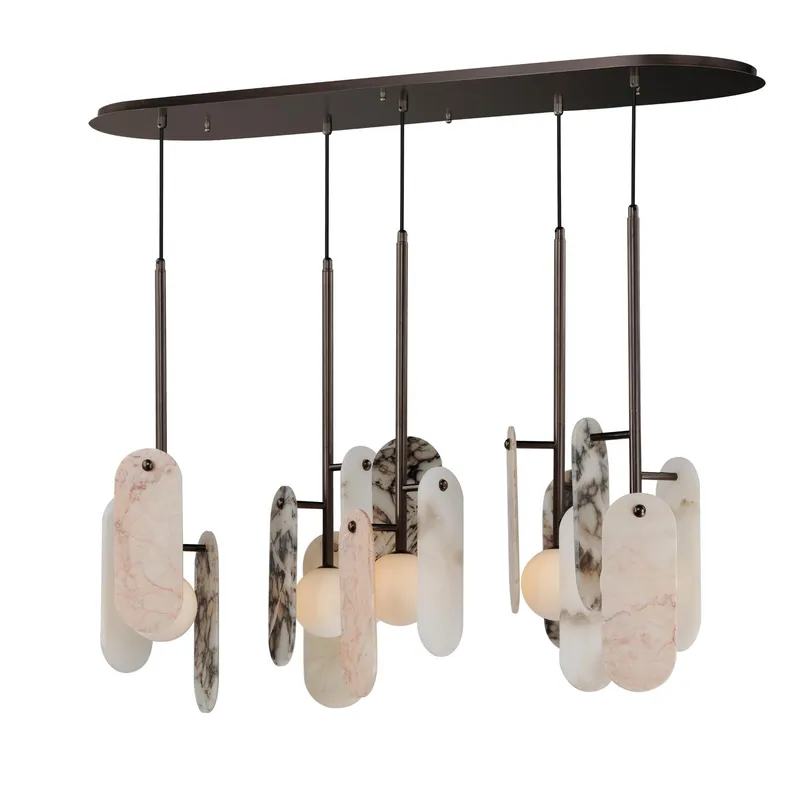Studio M SM24815VSBBZ Megalith 5-Light Pendant Various Stone in Brushed Bronze by Nina Magon