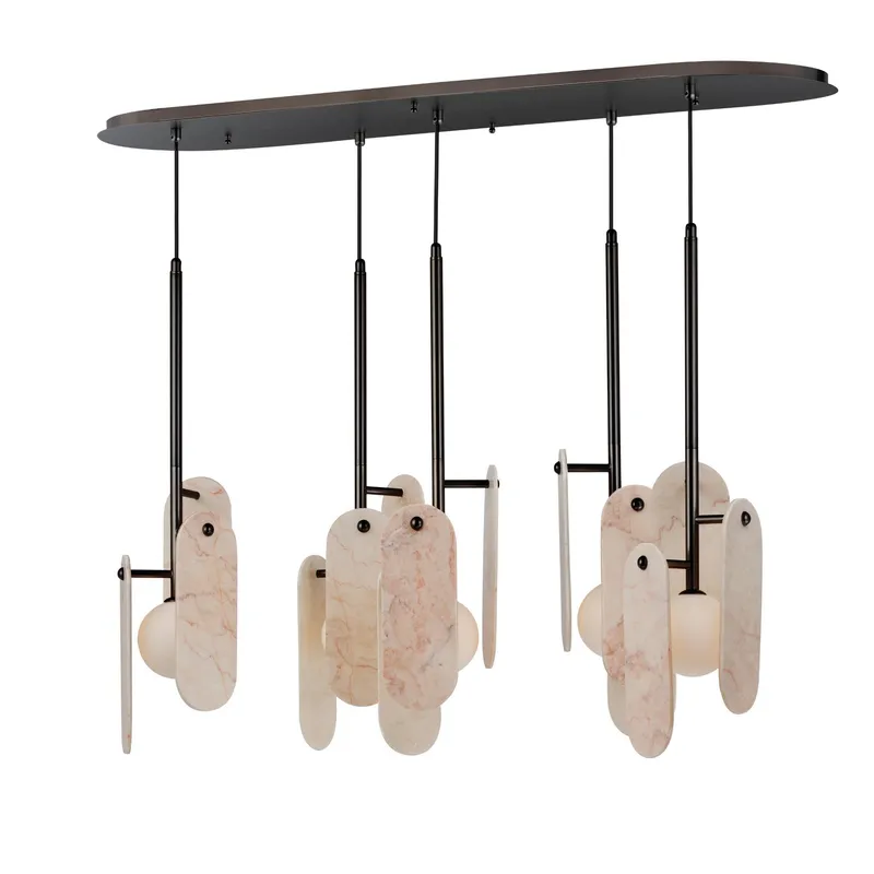 Studio M SM24815RJGM Megalith 5-Light Pendant Rose Jade Onyx in Gunmetal by Nina Magon