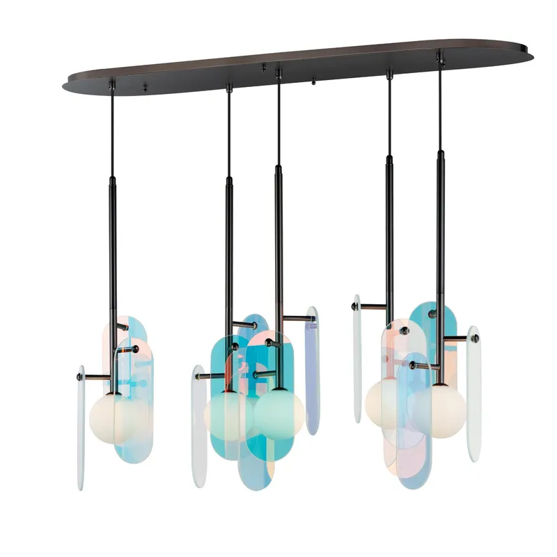Studio M SM24815DCGM Megalith 5-Light Pendant Dichroic Glass in Gunmetal by Nina Magon