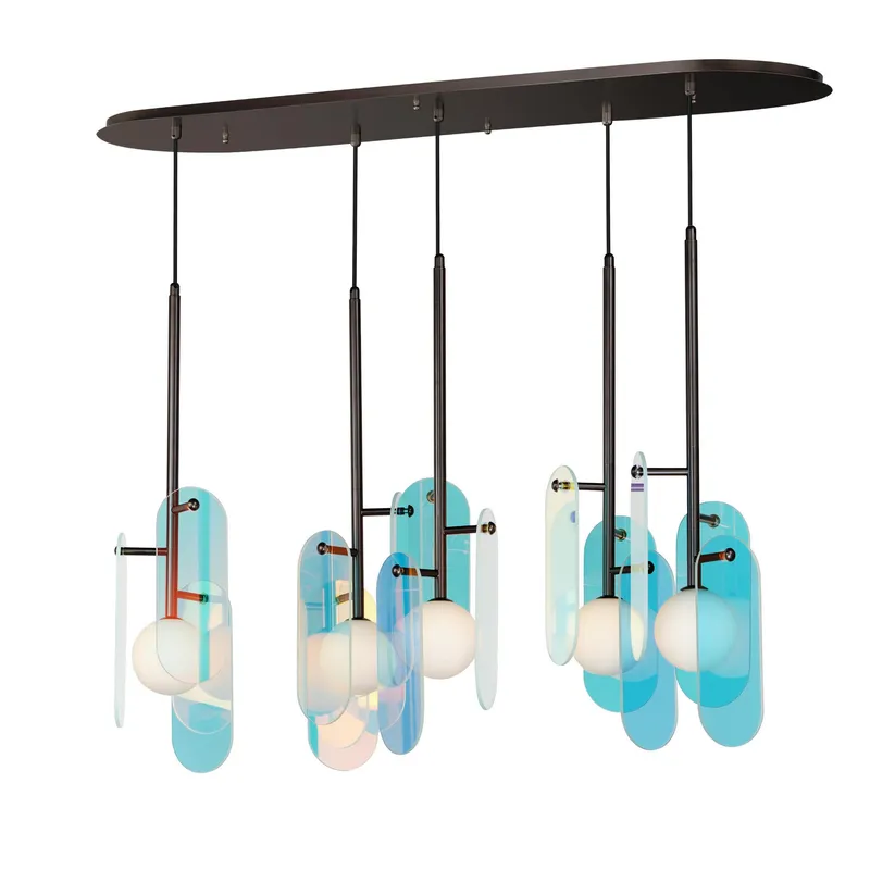 Studio M SM24815DCBBZ Megalith 5-Light Pendant Dichroic Glass in Brushed Bronze by Nina Magon