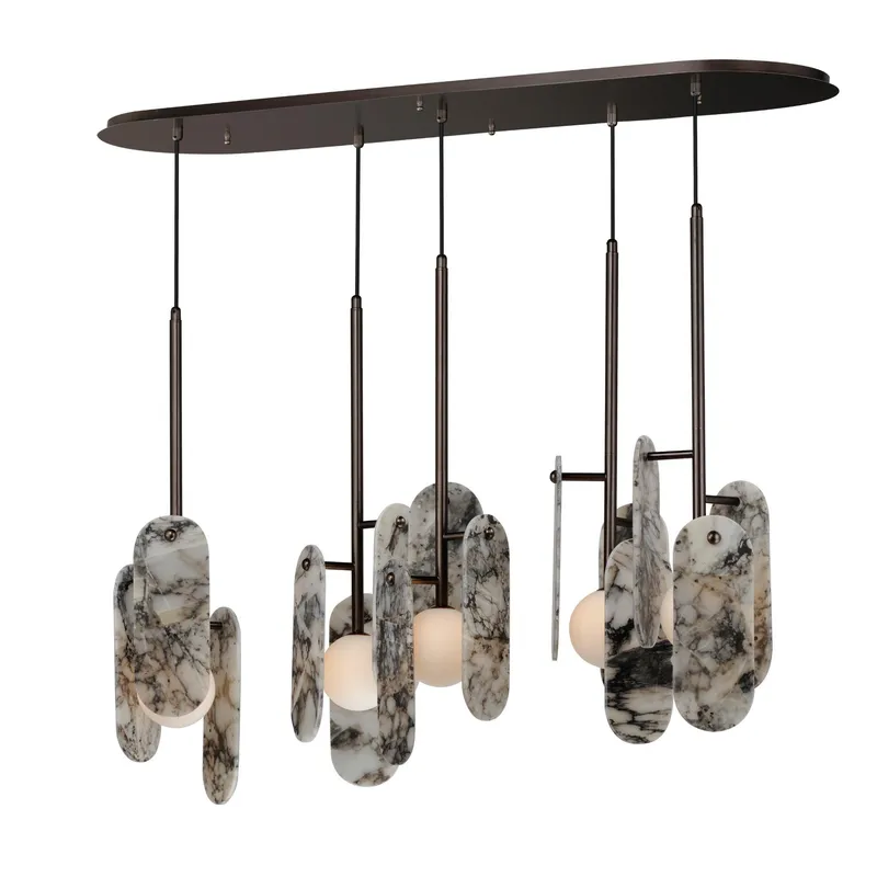 Studio M SM24815ARYBBZ Megalith 5-Light Pendant Striae Arya in Brushed Bronze by Nina Magon