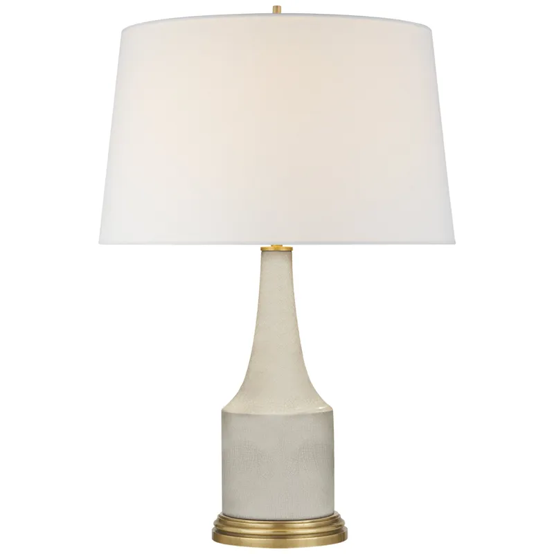 Alexa Hampton Sawyer Table Lamp in Tea Stain Porcelain with Linen Shade W15" x H24.75"