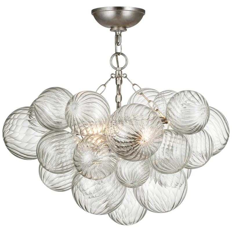 Julie Neill Talia 24" Semi-Flush Mount in Burnished Silver Leaf and Clear Swirled Glass Ceiling Light W24" x H23"