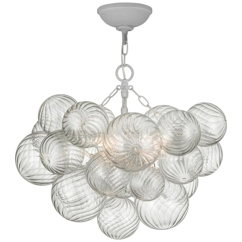 Julie Neill Talia 24" Semi-Flush Mount in Plaster White and Clear Swirled Glass Ceiling Light W24" x H23"