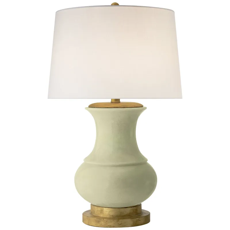 Chapman & Myers Deauville Table Lamp in Celadon Crackle with Linen Shade W18" x H30.25"
