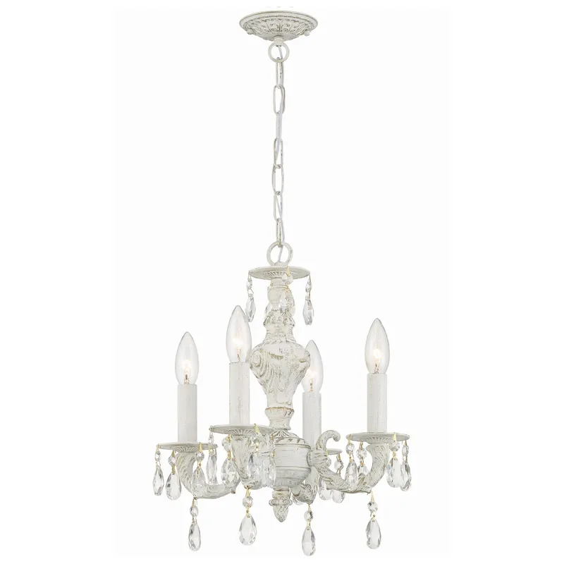 Paris Market 13.5'' Hand Cut Crystal Antique White Chandelier White 13.5"W x 15"H x 13.5"D