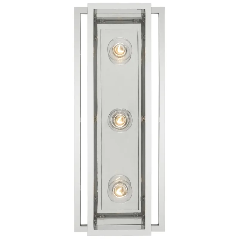 Ian K. Fowler Halle 18" Vanity Light in Polished Nickel with Clear Glass Wall Light W7.25" x H18"