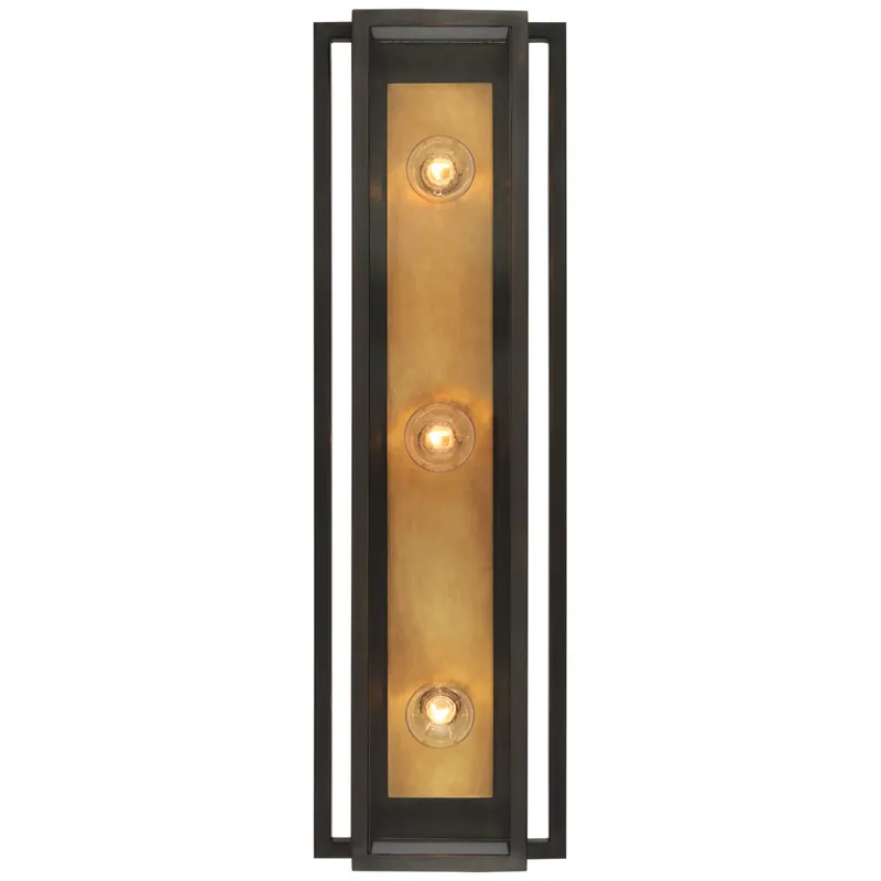 Ian K. Fowler Halle 24" Vanity Light in Bronze and Hand-Rubbed Antique Brass with Clear Glass Wall Light W7.25" x H24"