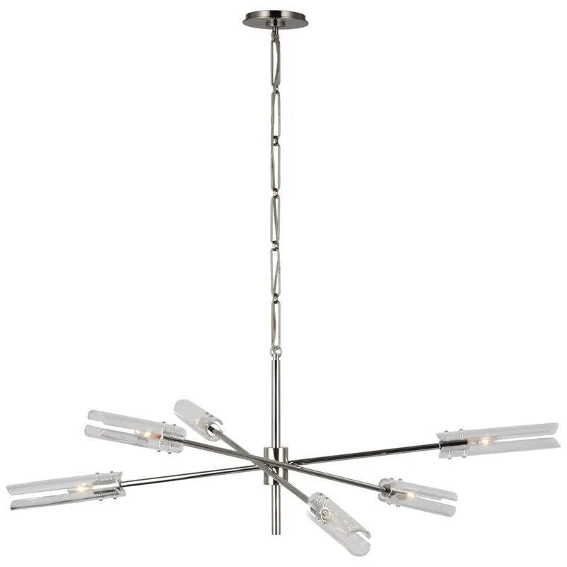 AERIN Casoria XL Radial Chandelier in Polished Nickel with Clear Glass Ceiling Light W45.75" x H15"