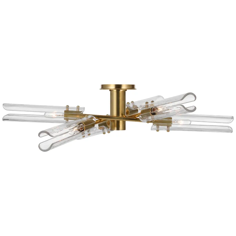 AERIN Casoria XL Radial Flush Mount in Hand-Rubbed Antique Brass with Clear Glass Ceiling Light W28" x H7.5"